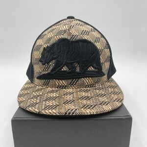 Top Level California Bear Tribal Woven‎ Snapback Hat Black Tan Cap Adjustable LA